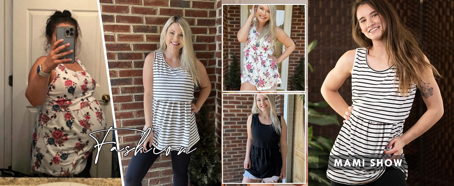 Ekouaer Women's Nursing Tank Tops for Breastfeeding 3 Packs hospital gown labor and delivery