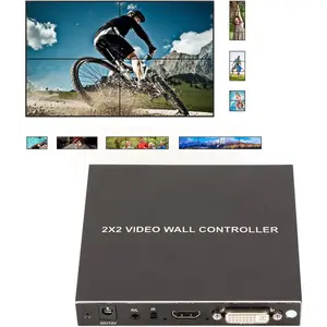 2x2 HDMI Video Wall Processor, Ultra HD 4 Channel DVI TV Wall Video Controller, 180° Rotating HDMI Splicing Display Processor with RS232 and IR Remote Control(US)
