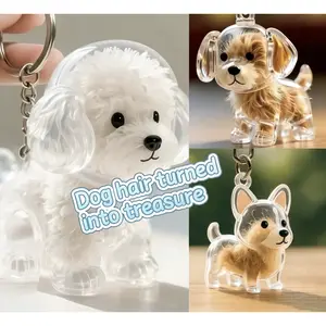 Customizable Dog Hair Organizer Dog Hair Storage Collection Capsule Bag Pendant Commemorative Capsule Pet Puppy Keychain