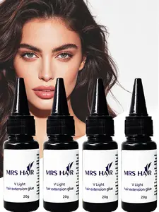 4 Bottles 20g V Light Hair Glue, Total 80g, Quick Hair Extension, UV Curing Wig Glue, Ideal for Wig Extensions, All Seasons Use