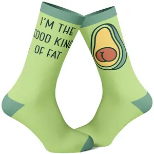 Women's I'm The Good Kind Of Fat Socks Funny Avocado Pit Butt Cheeks Footwear Funny Graphic Socks Comfortable Fitted Spandex Cotton