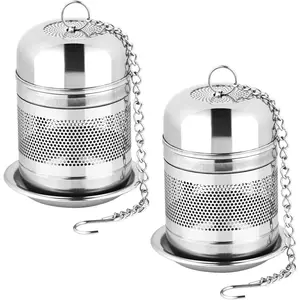 2count Tea Infuser Strainer - Stainless Steel Tea Strainers for Loose Tea, Loose Leaf Tea Steeper, Fine Mesh Tea Ball holder with Chain Hook and Lid, Reusable Tea Filter Bags Diffusers Disposable Tea Bags