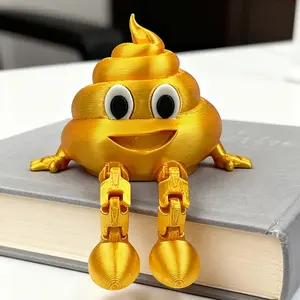 Moveable Poop Doll Ornament, Smiling Design, Plastic Creative Collection, Home Office Desk Decor, Fun Gift for Adults Kids