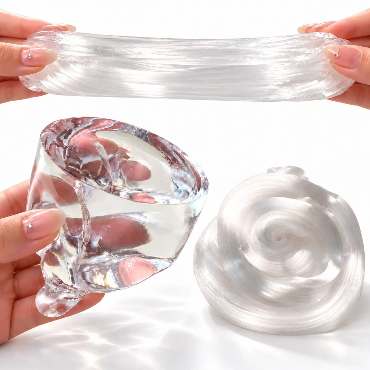 Liquid Glass Slime, Crystal Clear Stretchy Putty, Turns Milky White After Repeated Stretching, Moldable Sensory Fidget Toy for Squeezing, Kneading & Creative Shaping, 100g/200g
