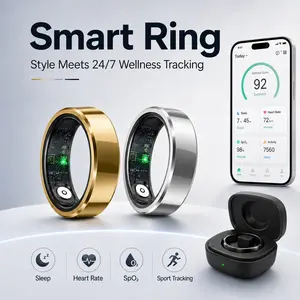 Compact Smart Ring Fitness Tracker, IP68 & 5ATM Waterproof Wearable Device with Blood Pressure, Heart Rate & Sleep Monitoring, Multi-Sport Mode for Men & Women’s Health Management
