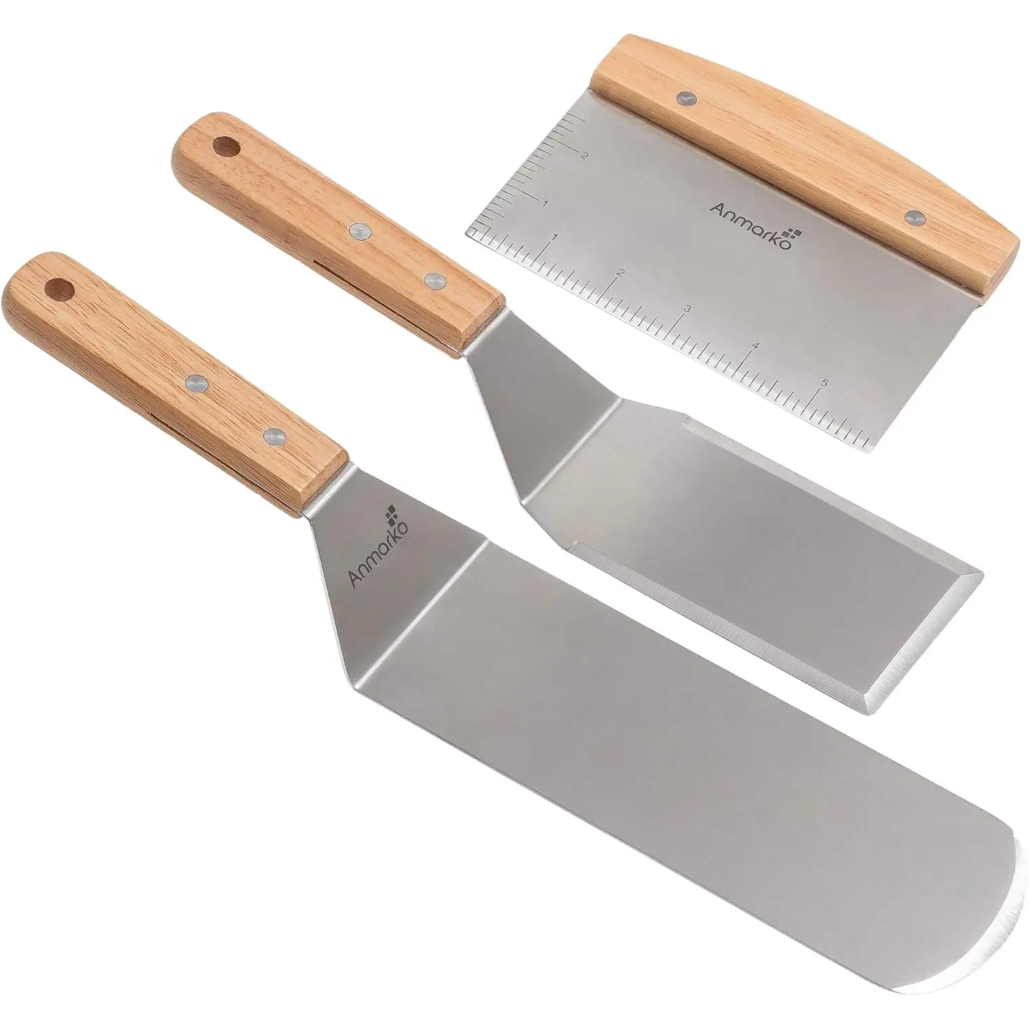 Professional Griddle Spatula Set - Stainless Steel Metal Spatula and Griddle Scraper - Heavy Spatula Griddle Accessories  for Cast Iron Griddle BBQ Flat Top Grill - Commercial Grade