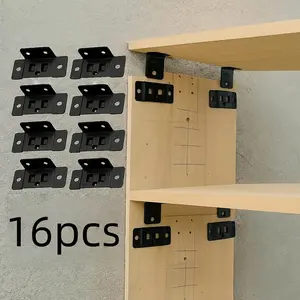 16-Piece Metal Fixed Clips Set, L-Shape 90-Degree Connectors for Furniture Shelves, Thickened Stands, Easy Installation No Tools Needed
