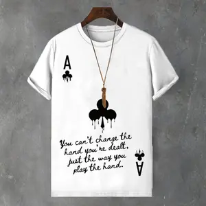 Men's You Can't Change The Hand You're Dealt Just The Way You Play The Hand Print Cotton Casual T-Shirt Round Neck Short Sleeves 100% Cotton Spring Summer