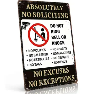 Vintage "Absolutely No Soliciting" Aluminum Metal Sign, 8×12 Inch, Retro Distressed Warning Wall Decor, Rust-Proof, Ideal Home & Yard Privacy Notice,home decor wall art,funky room decor,vintage metal wall art,gift