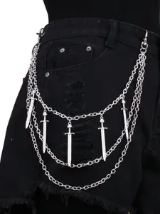 European and American Style Long Sword Pendant Waist Chain, Multi-Layer Metal Vintage Body Chain, Sexy Accessory for Women