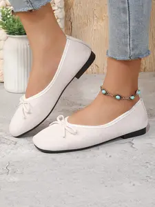 Women's Velvet Bow Ballet Shoes, Round Toe Low Top Soft Sole, Versatile Casual Flat Sneakers, Comfortable and Stylish Footwear for Daily Wear