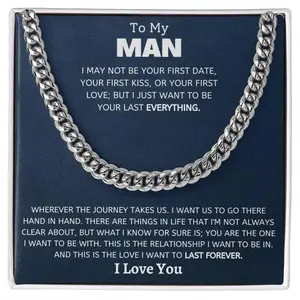 To My Man Cuban Chain Necklace For Him, Promise Necklace For Him, Meaningful Necklace For Him, Soulmate Gift To Him, Romantic Gifts,. Gifts For Him