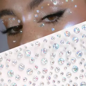 Large Beads 3D Radiant Starry Sky Rhinestone Face Jewelry Stickers, Glitter Tattoos, DIY Music Festival Party Makeup Decoration For Hair, Eyes, Face & Body, Gift Set