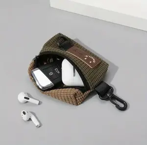 Portable Small Bag with Zipper, 1 Count Lightweight Coin Purse, Multipurpose Earphone Bag, Storage Bag, Card Holder, Simple Small Hanging Bag, Card Holder Can Be Used As a Charm for Home & Travel, Durable Fashion Wallet