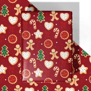 Red Christmas Wrapping Paper - 4  Sheets, 28 * 40 Inches - Cookie Xmas  Wrapping Paper,  for  Adults Christmas'  and Winter