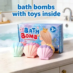 6 Pcs Seashell Bath Bombs Gift Set for Girls with 6 Pcs Jewelry Surprise, Mermaid Shell Bubble Bath Fizzies Perfect Easter & Birthday Gift