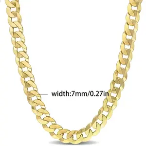 925 Sterling Silver -18k Golden Plated Italian 7mm Cuban Chain Necklace - Stylish Elegance - Hip Hop, Trend - Everyday Gifts For Wife, Girlfriend, Family - Halloween, Mother'S Day, Christmas, Valentine'S Day, Birthday, Anniversary - Gift Box