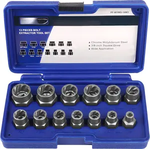 13 count Impact Bolt & Nut Remover Set, Stripped Bolt Extractor Set, Cr-Mo Extraction Tool Set with Solid Storage Case, Easy Out Rusted Rounded Damaged Nuts and
