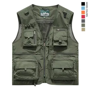 100% nylon material, anti-static design for safety (actual size: US size). Men’s quick-dry mesh fashion vest for outdoor activities—casual fishing and photography—with multiple pockets; also available as workwear jacket with multiple pockets. Army Green V