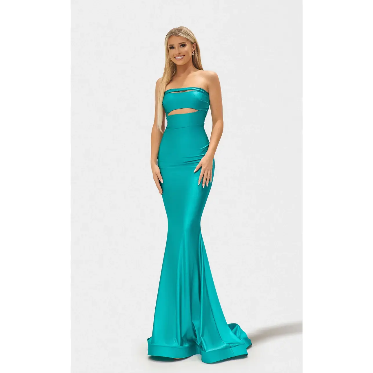 Jessica Angel JA2677 Strapless Mermaid Prom Formal Floor-Length Aqua Jersey Dress