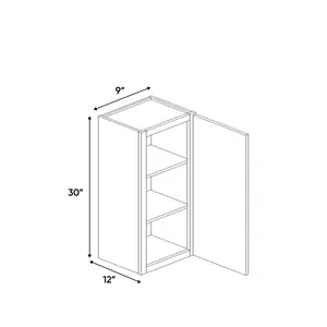 Slim Shaker White - 9 Inch Height Single Door Wall Cabinet - 9" Width x 30" Height x 12" Depth