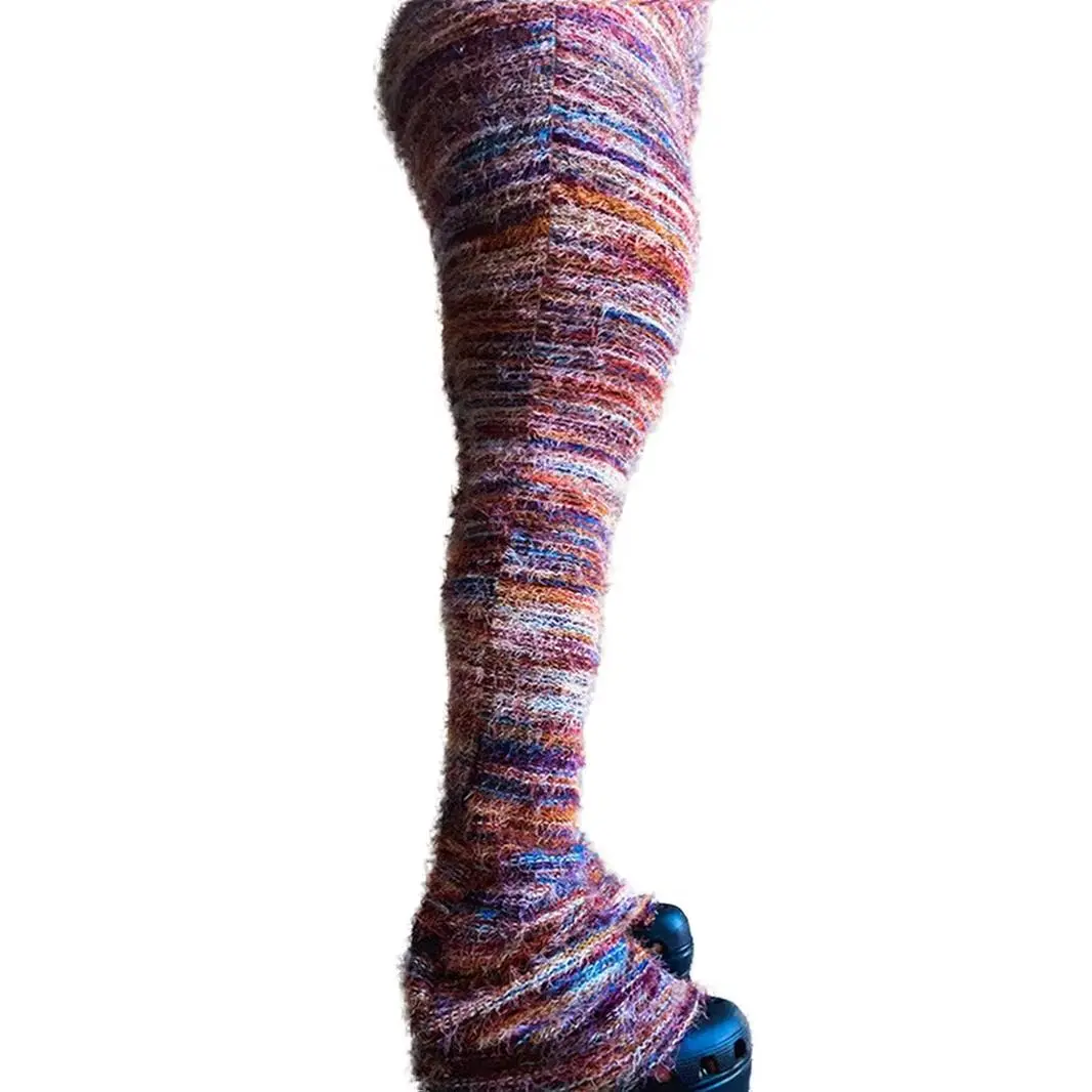 Fuzzy Flare Pants for Women 2024 - High Waist, Sexy & Casual Stacked Fur Leggings