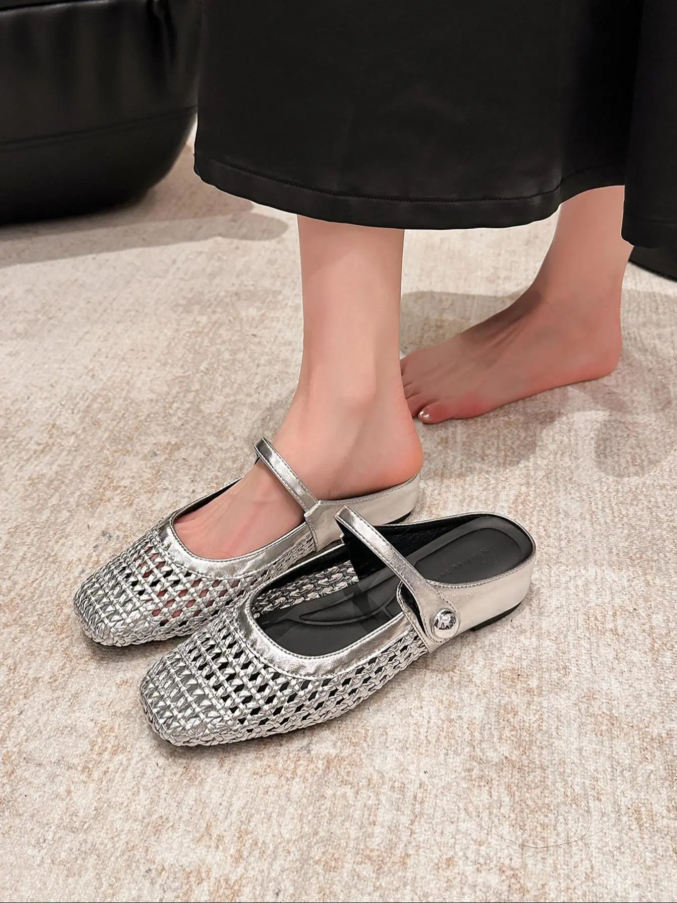 Women's Fashionable Square Toe Slip on Flats, Casual Comfortable Breathable Flat Shoes for Daily Wear, Lightweight Breathable Shoes for Women & Girls, Walking Shoes, Footwear