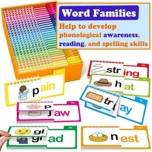 30 English vocabulary learning flashcards, educational rhyme reading flashcard set, rhyming spelling and alphabet reading flipbook activity, Visual Stimulation Cards, Word Cards
