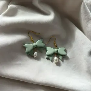 Sage Pearl Handmade Clay Earrings