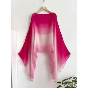 Women's Ombre Print Viscose Shawl, Casual Versatile Scarf For All Seasons, Fashion Modern Accessories For Women & Girls