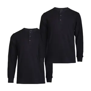 2 Pack Men's Thermal Henley Shirts Cotton Waffle-Knit Long Sleeve S-3XL Regular Big & Tall Breathable Casual Pullover Tops Knitwear Menswear Solid