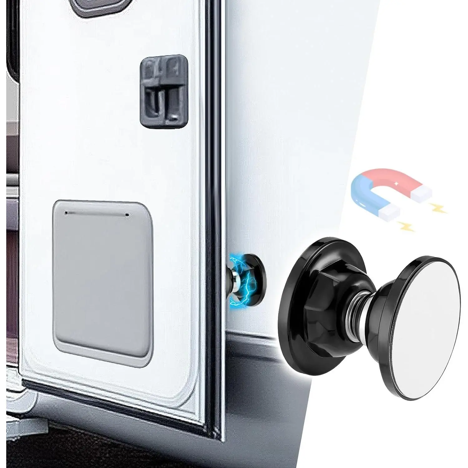 RV  Door Catch with Adhesives Screws - Easy to Install Camper Trailer Door Holder, Sturdy Stopper for RV Accessories, 1 Pack
