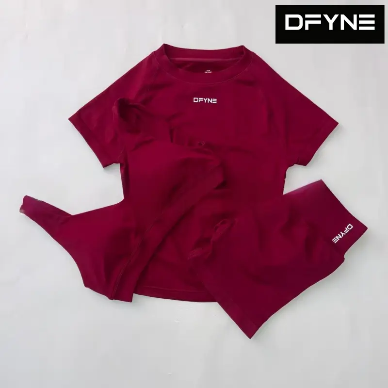 DFYNE Sculpt Seamless 2/3-Piece Activewear Set – Asymmetric Padded Sports Bra & High Rise Biker Shorts |   Premium Yoga Gym Outfit