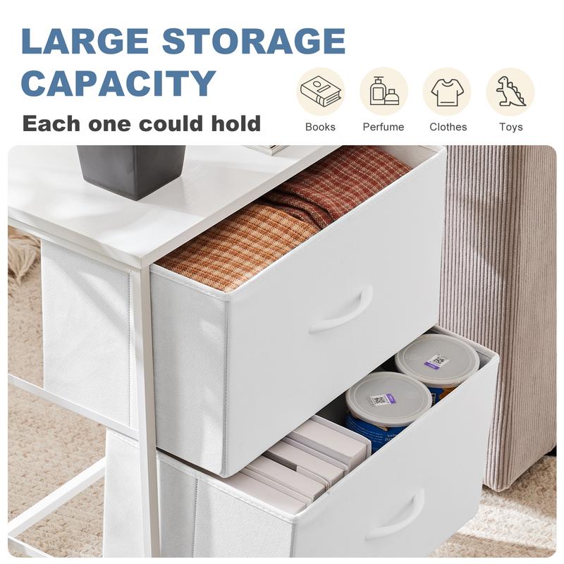 Nightstand with 2 Fabric Drawers, Small Dresser, Side Table, End Table, Bedside Table, Night Stands, Small Nightstand, Bedroom