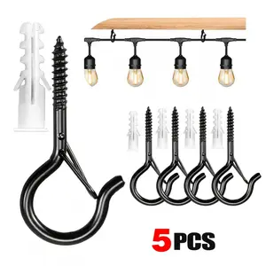 Q-shaped Hook Spring Buckle Eye Hook Plant Bonsai Hanging Hook with Safety Buckle String Light Hook Nail Hook Garage Hooks