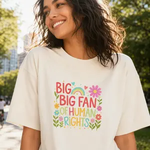 Big Fan Of Human Rights Shirt Women Plus Size Retro Groovy Graphic Tee