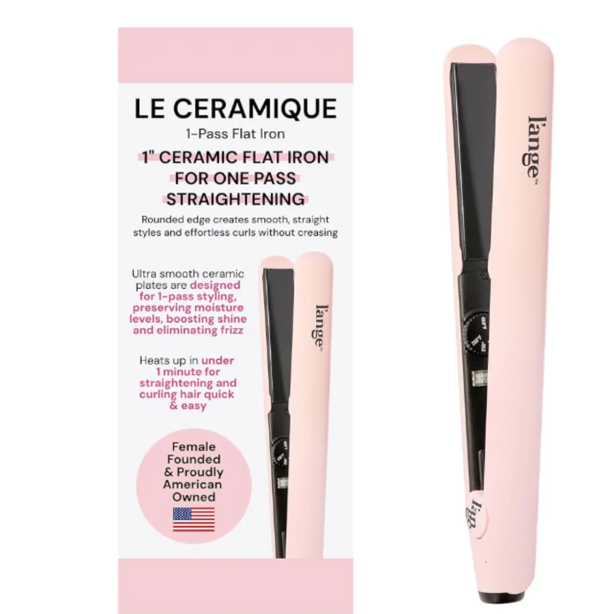 L'ANGE HAIR Le Ceramique 1-Pass Flat Iron Hair Straightener | Fast Heating Ceramic Flat Iron | Best Hot Tools Professional Hair Straightener to Lock in Moisture & Shine | (Blush)