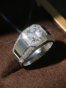 Men's Engagement Ring Fashion Business Alloy Zirconia Decorated, Daily Wear Wedding Anniversary Party Valentine's Day Gift Elegant Glittering Ring