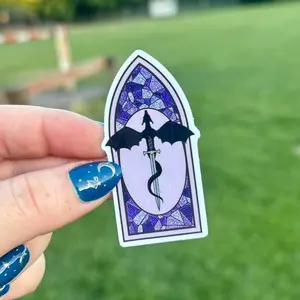 Dragon Fantasy Stained Glass Window Crushed Glitter Sticker