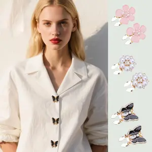 Set of 3 Women'S Stylish Rhinestone Imitation Pearl Buttons - Various Designs Offered, Removable Clip Feature, Perfect for Dresses, Suits, And Shirts - Opulent Fashion Detail, Sparkling And Attention-Grabbing, Great Gift Option (6PCS)