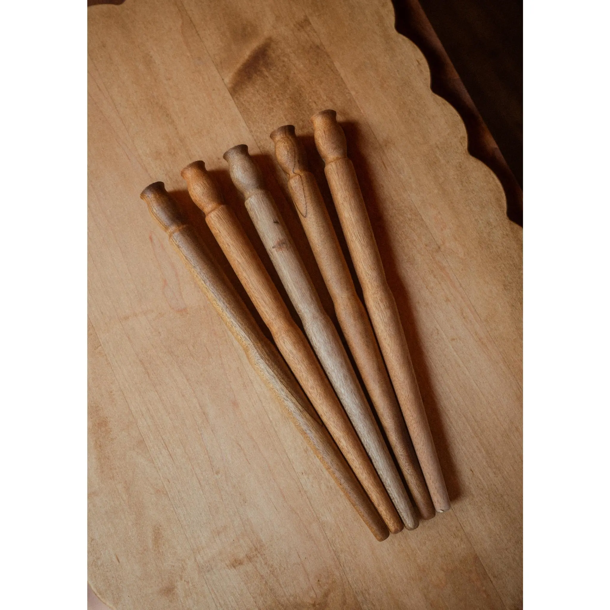 Handmade Teak Wood Stirring Tool - Traditional Slim Spurtle for Mixing Porridge, Soups, and Sourdough Starter, Kitchen