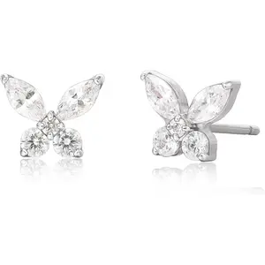 F136 Pure Titanium  Earrings Dainty Butterfly CZ Cluster Minimalist | G23 Implant Grade  Fashion  For  Ears