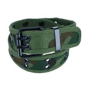 CTM Kids' Camo Canvas Belt, Adjustable Waistband with 2-Hole Grommets, Casual Jean Accessory with Roller Buckle, Adjustable Belt, Waistband Belt