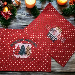 Double Sided Placemat Set of 2 | Christmas Mini Dots | Washable Cotton Placemat | Fall Placemat | Colorful Red, Green, Grey Winter Placemats hand tufted hand placemat