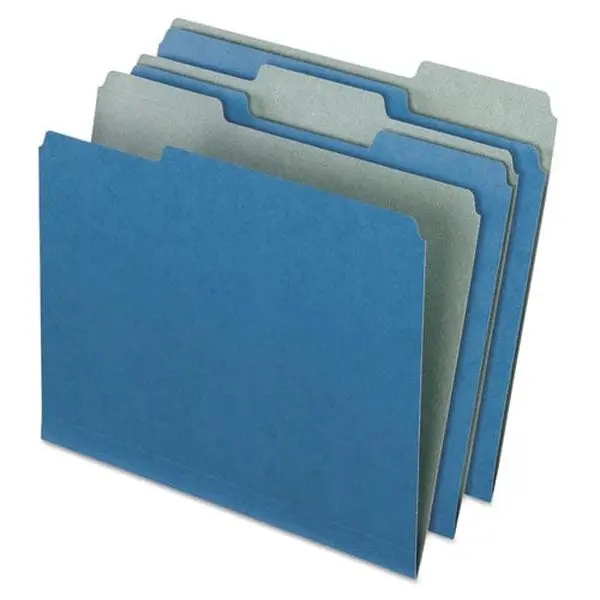 Pendaflex 04302 1 By 3 Cut Top Tab Earthwise Recycled Colored File Folders - Letter- Blue