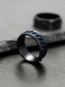 Rotatable Chain Bottle Opener Ring Titanium Steel Embossed Trendy Jewelry, Stylish Accessory for Daily Use, Unique Gift Idea, Geometric Rings, Punk Style Ring
