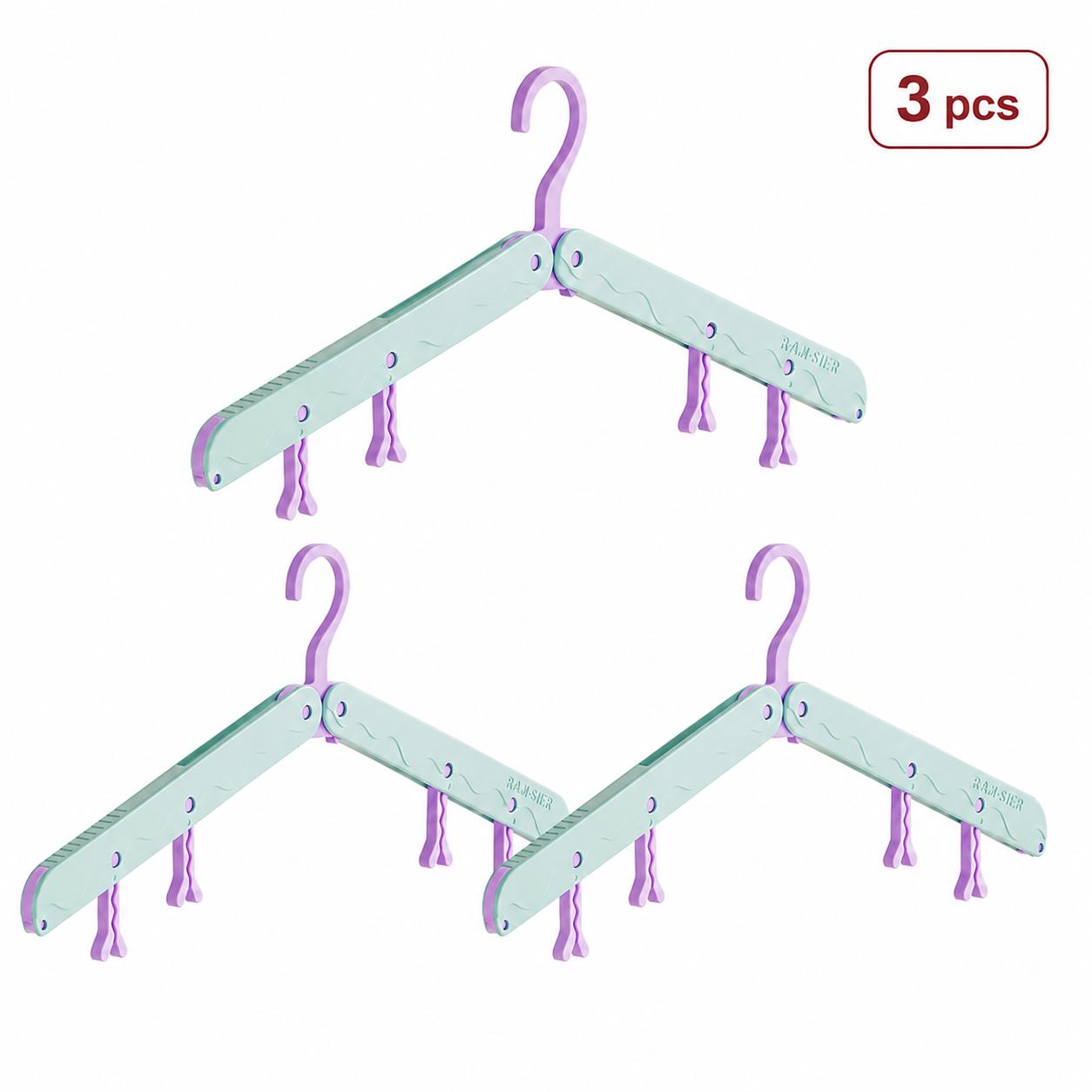 3 PCS Foldable Travel Hanging Hangers - Folds Flat, Travel Packs Space Saver, Non-Mark Non-Scratch Wrinkle-Free Garment Holder, Home Organizer, Small Closet Declutter Tool, Minimalist Decluttering