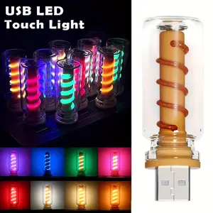 Transparent Spring Touch Dimming USB Atmosphere Lamp, Retro Creative LED Environment Lighting, Suitable for Car, Bedroom, Camping, Party, Mini Decoration Light Universal USB Lamp