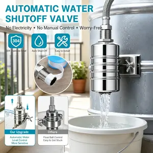 Float Valve – 1/2" to 3/4" Water Level Control Valve, 304 Stainless Steel Fully Automatic Water Shut Off Valve, Automatic Water Level Controller for Tank, Pool, Livestock Troughs