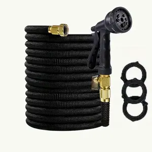 Household spray pattern nozzle. 75 inch water hose, 3-ply latex core. Sturdy and durable.
